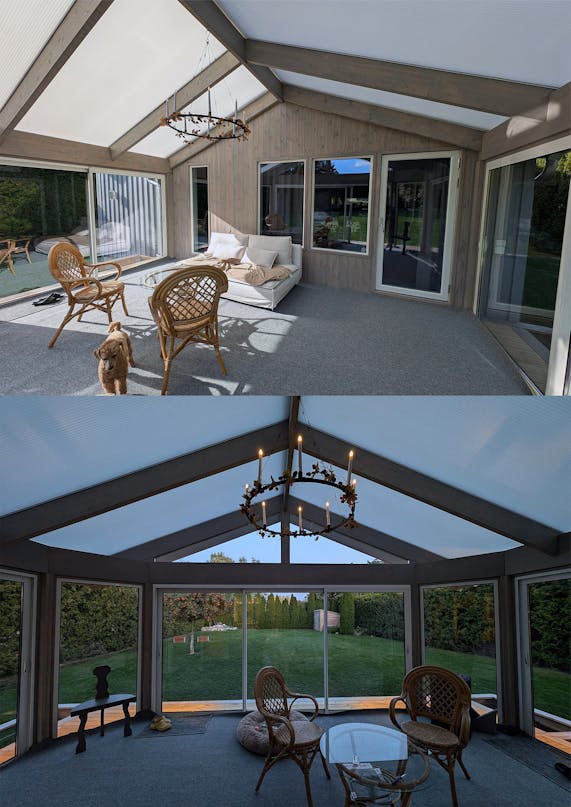 Vinterisoleret udestue af genbrug Vinterisoleret udestue af genbrug